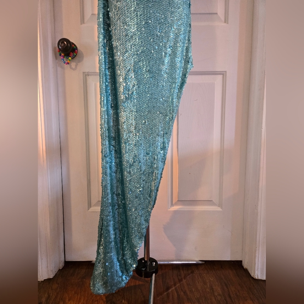 Fashion Nova Eyes For You Sequin Maxi Dress High Thigh Split Medium - Picture 3 of 13